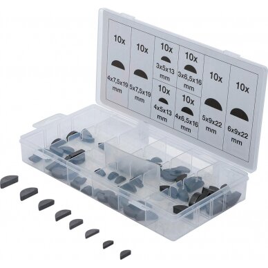 Pusmėnulių  (Woodruff key) asortimentas | 80 vnt. (8117) Pusmėnulių  (Woodruff key) asortimentas | 80 vnt. (8117)