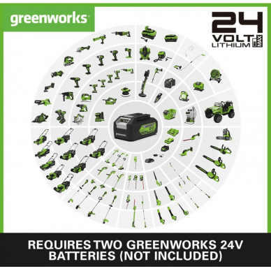 PŪSTUVAS 48V(2X24V) Greenworks gd24x2abk2x (su krovikliu ir dviem 2ah akumuliatoriais) 4