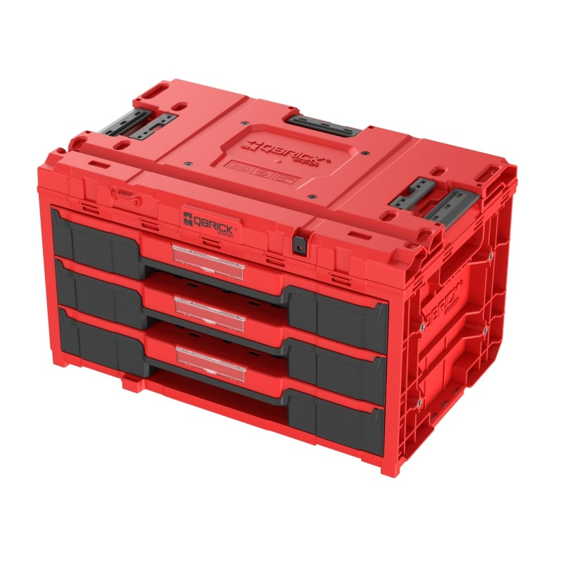 QBRICK ONE įrankių dėžė su 3 stalčiais 2.0 RED QBRICK ONE įrankių dėžė su 3 stalčiais 2.0 RED