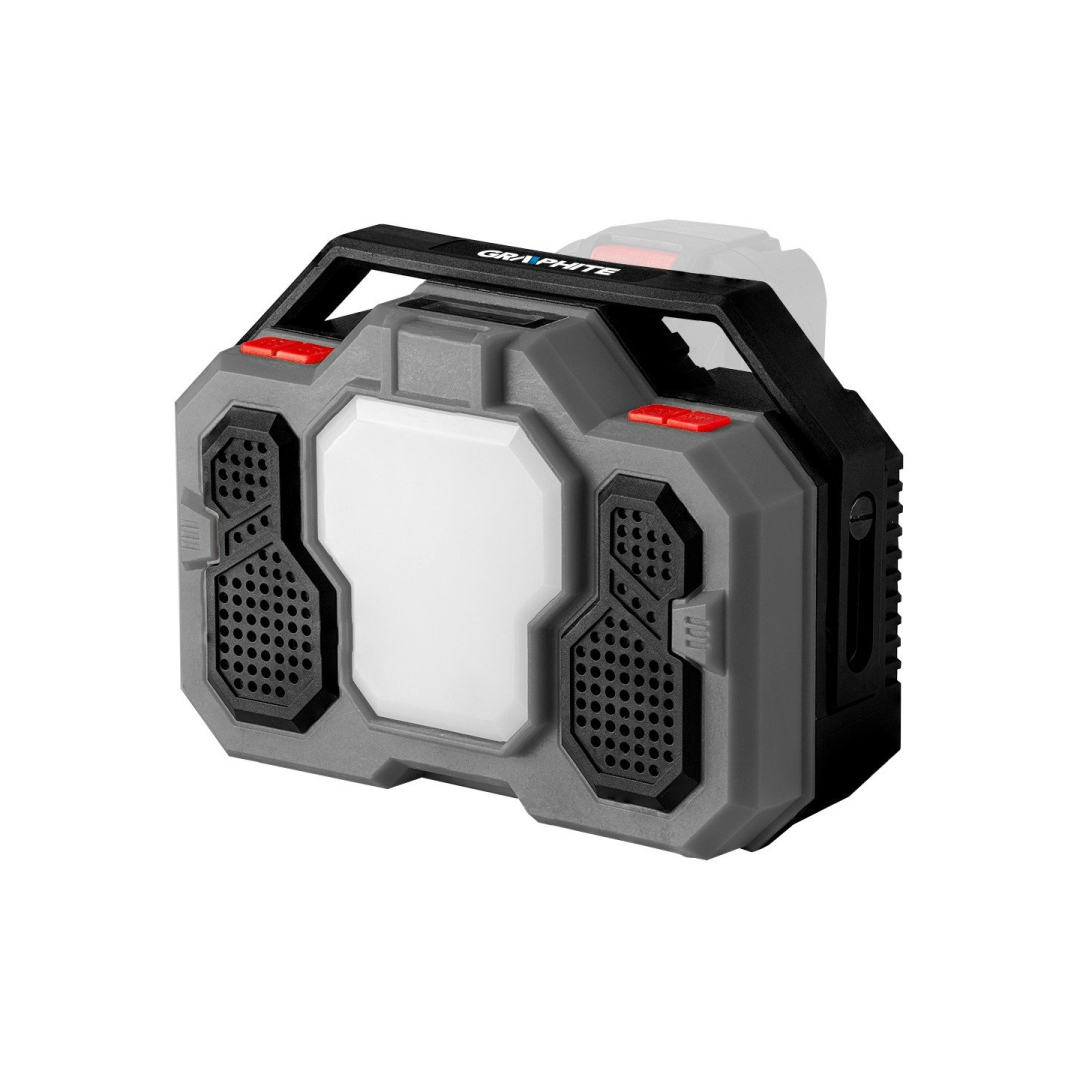 Radijo imtuvas GRAPHITE Energy+ 18V, Li-lon, be akumuliatoriaus Radijo imtuvas GRAPHITE Energy+ 18V, Li-lon, be akumuliatoriaus