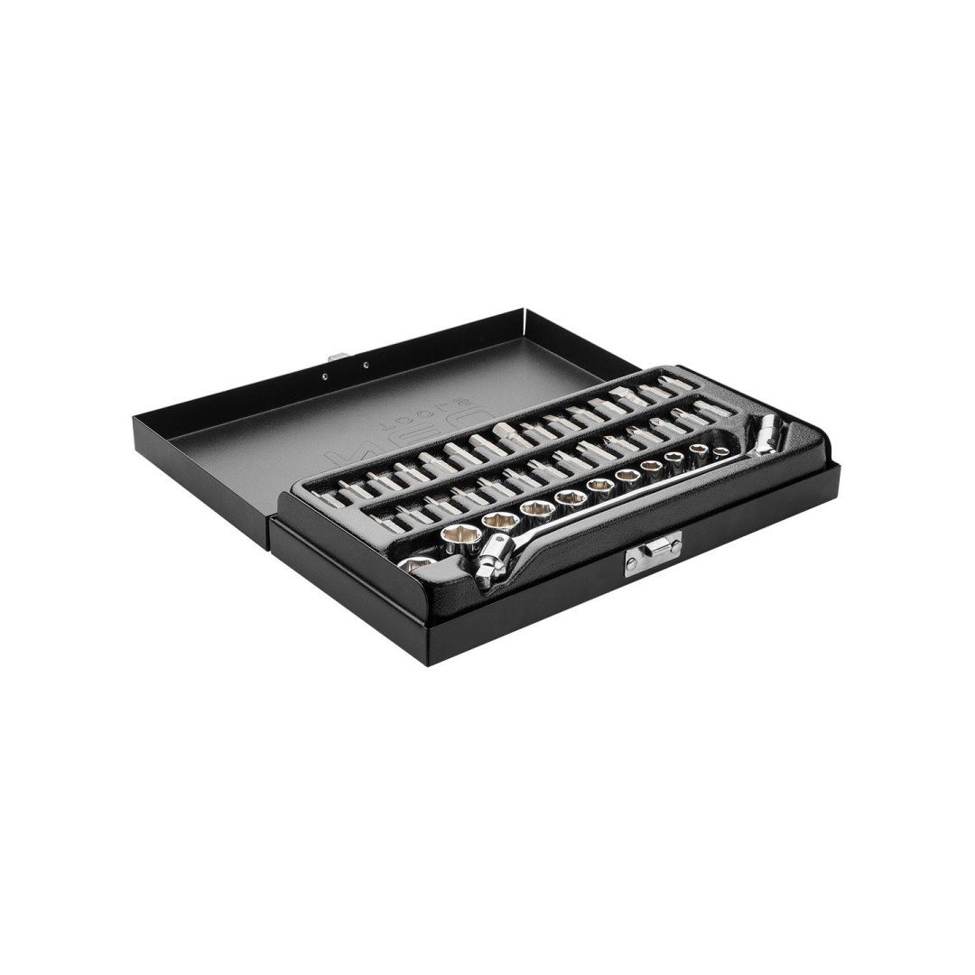 Raktas+galvutės ir antgaliai x41 vnt. 1/4" 1