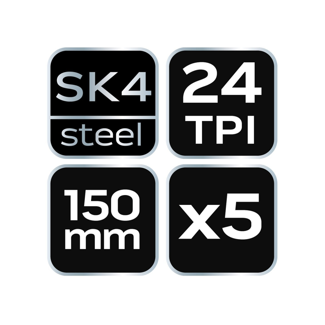 Rankinio pjūklo geležtės 150 mm, 5 vnt. rinkinys 4 Rankinio pjūklo geležtės 150 mm, 5 vnt. rinkinys 4