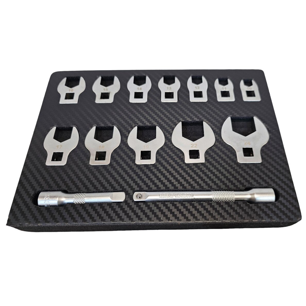 Raktai šoniniai dėkle 14vnt 3/8''10-24mm 2 Raktai šoniniai dėkle 14vnt 3/8''10-24mm 2