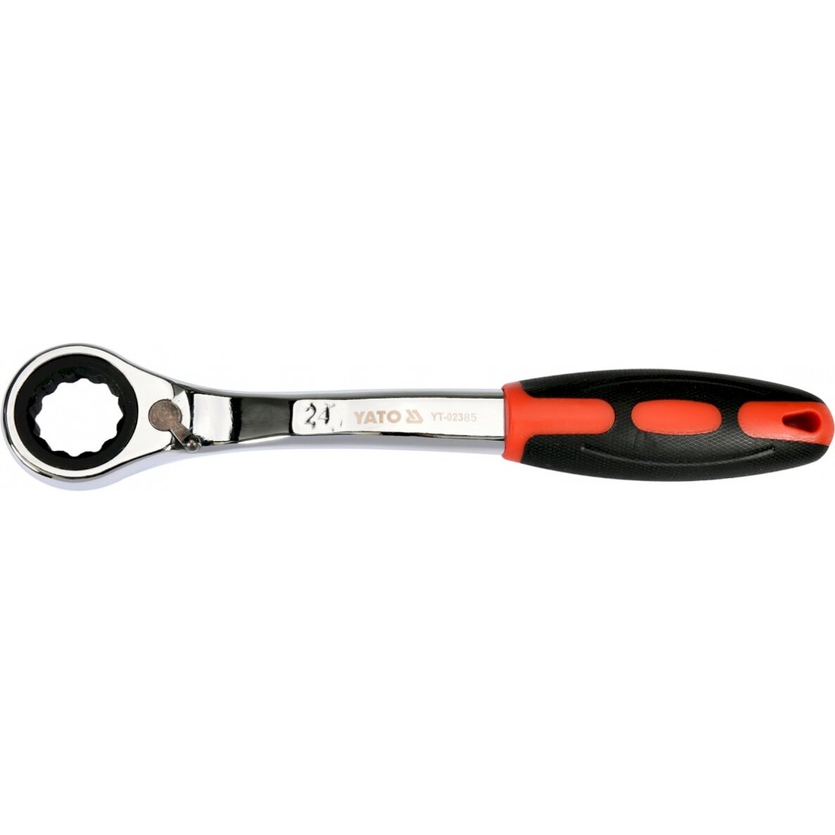 Raktas kilpinis lenktas su terkšle | reversinis | 24 mm (YT-02385) Raktas kilpinis lenktas su terkšle | reversinis | 24 mm (YT-02385)