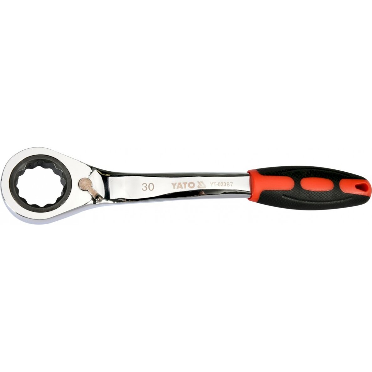 Raktas kilpinis lenktas su terkšle | reversinis | 30 mm (YT-02387) Raktas kilpinis lenktas su terkšle | reversinis | 30 mm (YT-02387)
