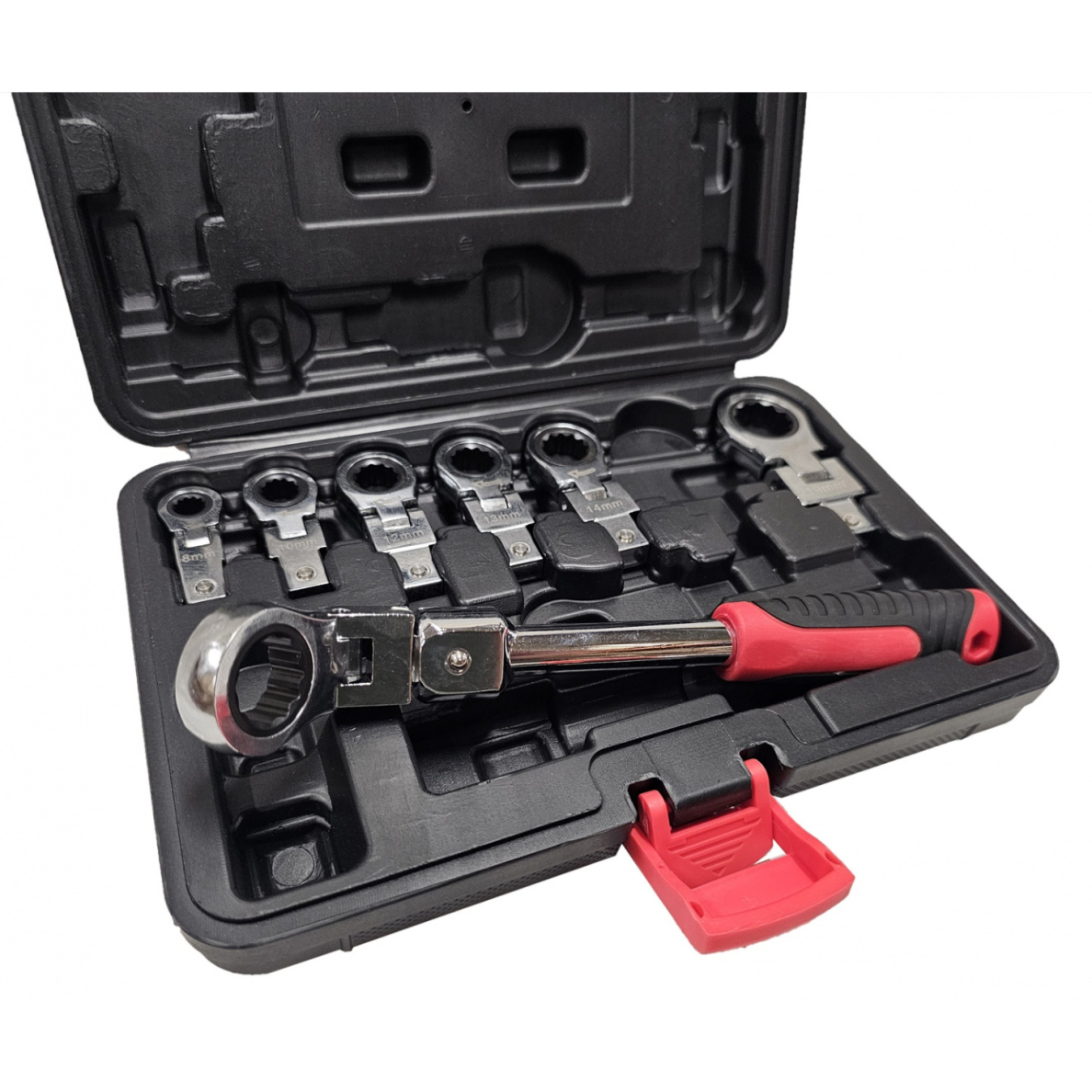 Įstatomų veržliarakčių rinkinys | vartoma galvutė | terkšliniai | 8 - 19 mm | 8 vnt. (RW8SA) Įstatomų veržliarakčių rinkinys | vartoma galvutė | terkšliniai | 8 - 19 mm | 8 vnt. (RW8SA)