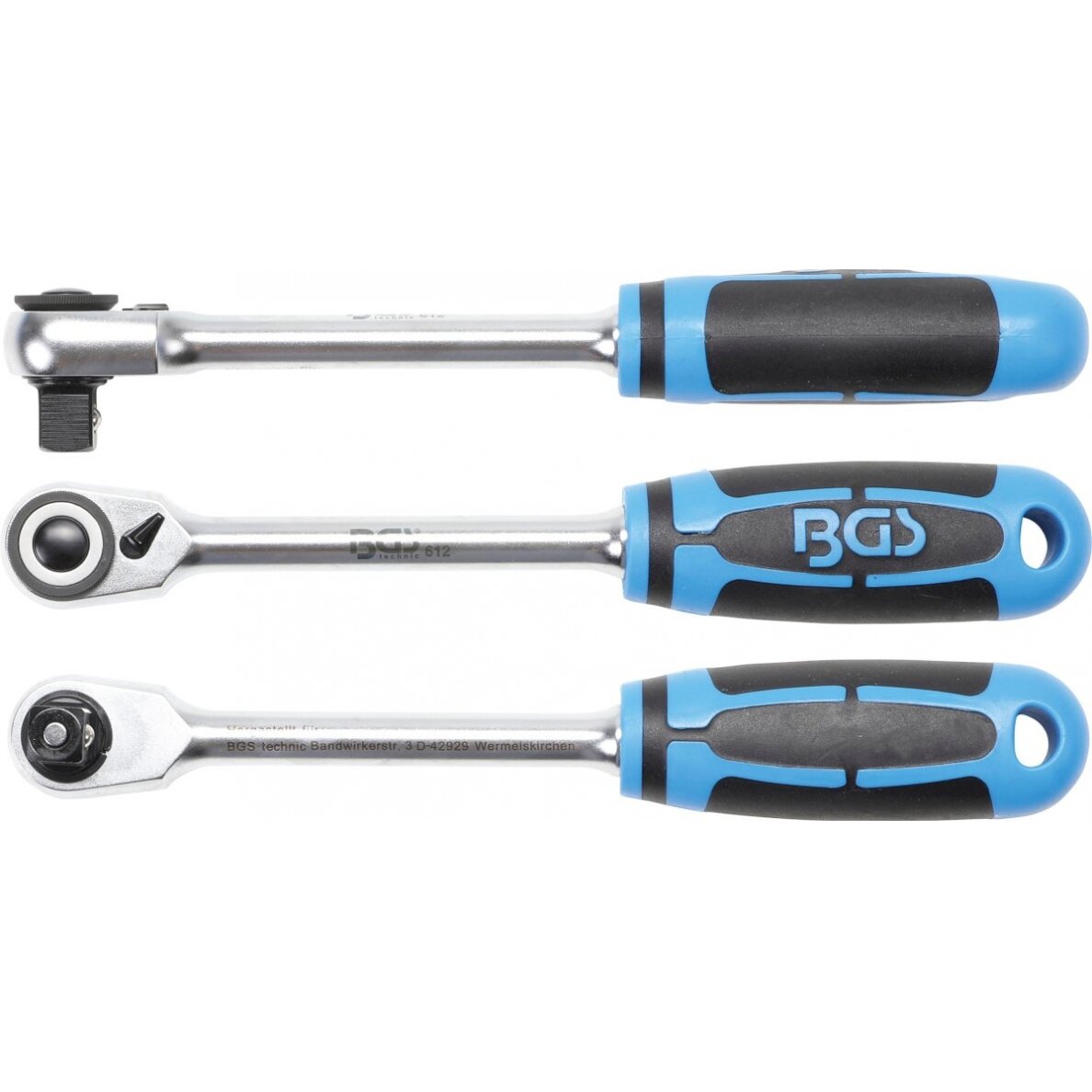 Rankena galvutėms terkšlinė | smulkūs dantukai / siaura galvutė | 12.5 mm (1/2") (612)