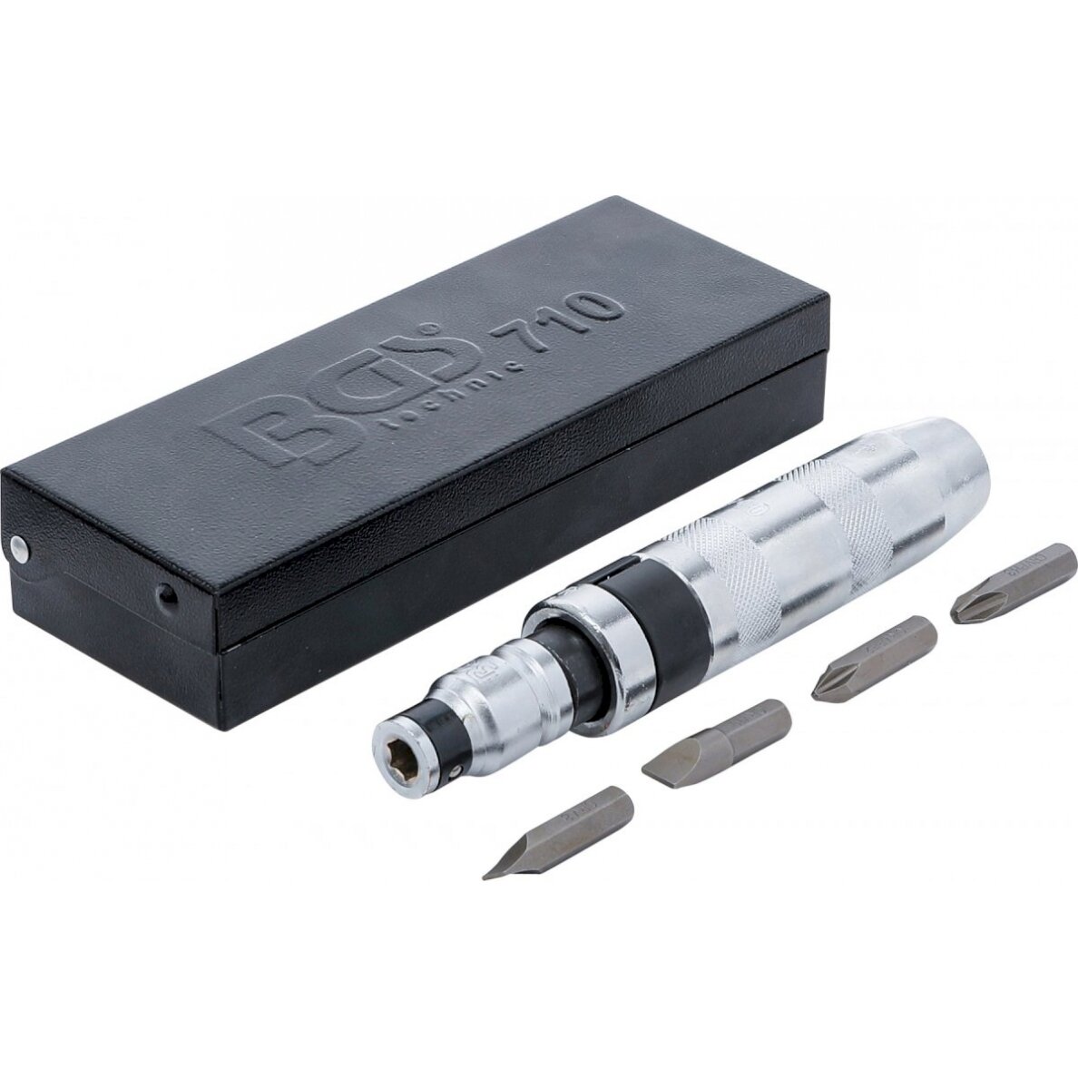 Rankinis smūginis atsuktuvas su antgaliais | 5 vnt. (710) Rankinis smūginis atsuktuvas su antgaliais | 5 vnt. (710)