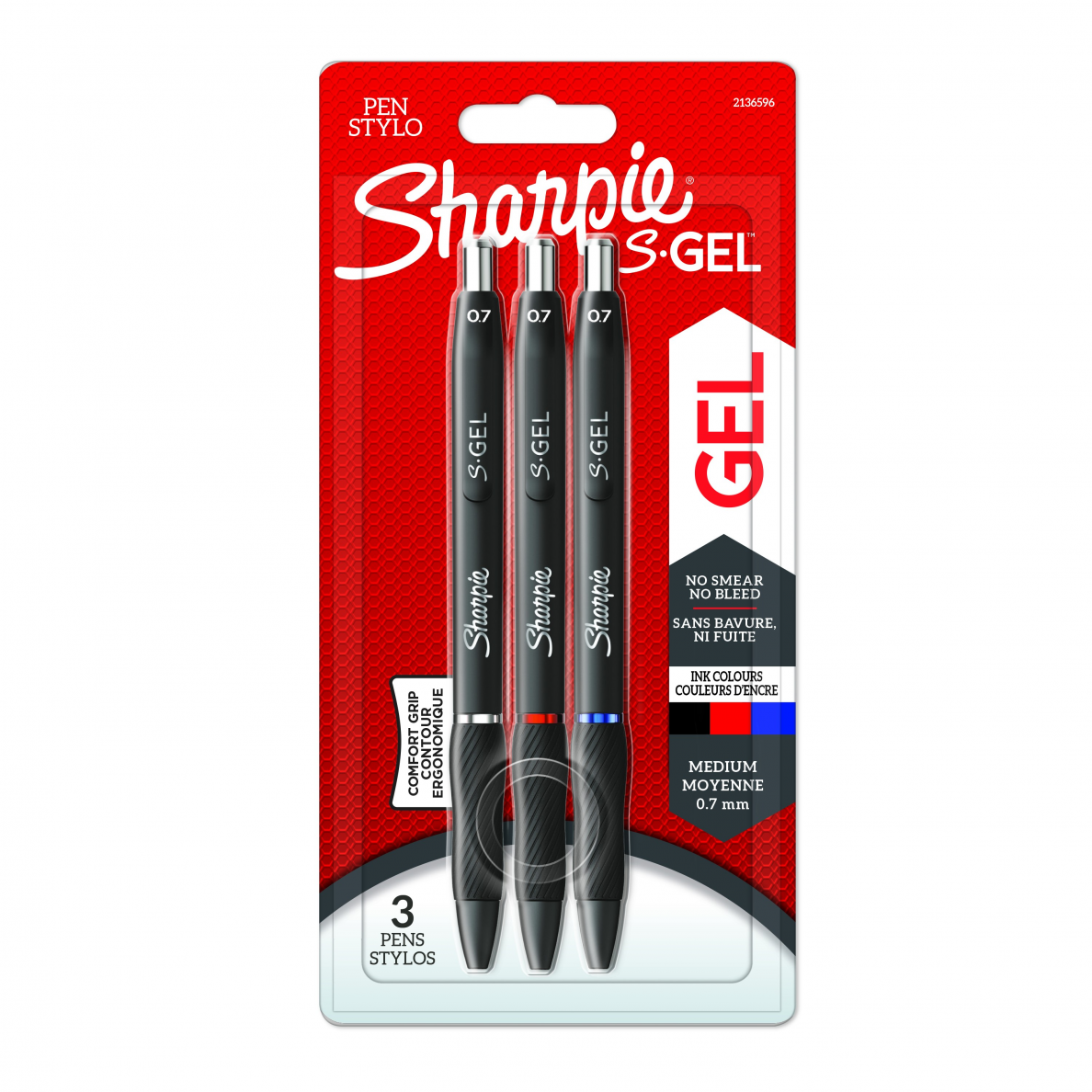 Rašiklis „Sharpie S-GEL", mėl./juod./raud., blist., 3 vnt. Rašiklis „Sharpie S-GEL", mėl./juod./raud., blist., 3 vnt.