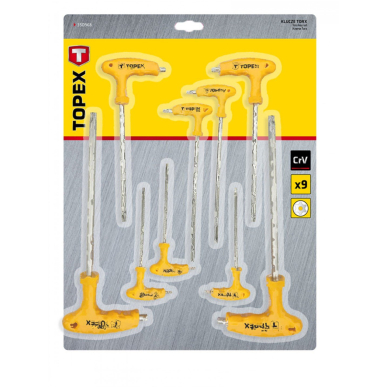 Raktai Torx, forma T, komplekte 9 vnt. 2