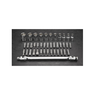 Raktas+galvutės ir antgaliai x41 vnt. 1/4" 3