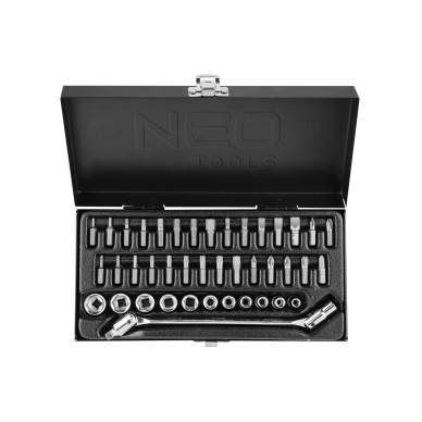 Raktas+galvutės ir antgaliai x41 vnt. 1/4"