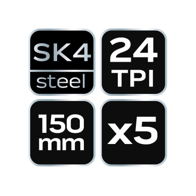 Rankinio pjūklo geležtės 150 mm, 5 vnt. rinkinys 4 Rankinio pjūklo geležtės 150 mm, 5 vnt. rinkinys 4