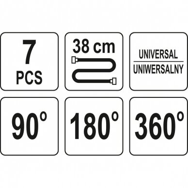Tepimo pistoleto priedų komplektas Yato, 7 vnt. 3 Tepimo pistoleto priedų komplektas Yato, 7 vnt. 3