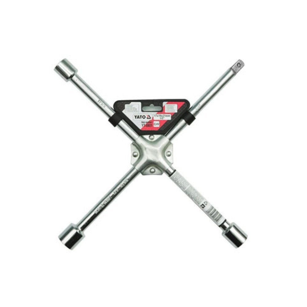 Raktas ratams Cr-V, sustiprintas "kryžius" 17x19x21x1/2", "Yato" (YT-0801) Raktas ratams Cr-V, sustiprintas "kryžius" 17x19x21x1/2", "Yato" (YT-0801)