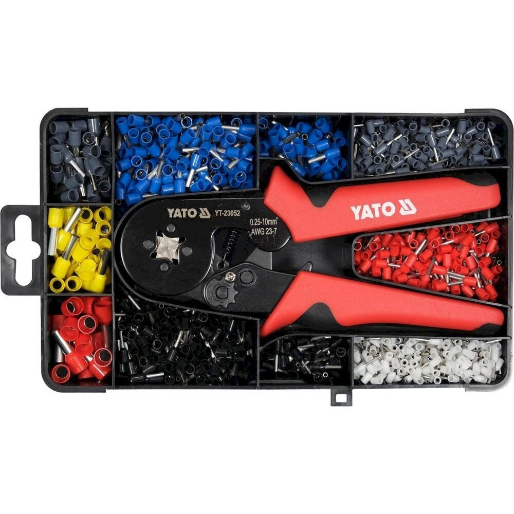 Replės jungčių užspaudimui | su rinkiniu | 0,25 iki 10 mm² | 1200 vnt. (YT-23052) Replės jungčių užspaudimui | su rinkiniu | 0,25 iki 10 mm² | 1200 vnt. (YT-23052)