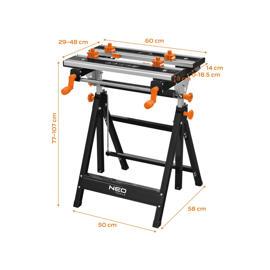 Reguliuojamas darbastalis NEO, aliuminis 60 x 58 x 77-107 cm 8