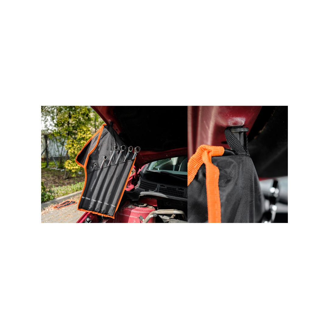 Reketiniai žiediniai veržliarakčiai, ilgi, 6 dalių rinkinys, 8-19 mm, minkštas dėklas 5