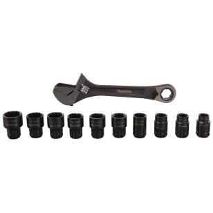 Reguliuojamas raktas su terkšle Makita B-65458, kiauryminis rinkinys 11vnt.
