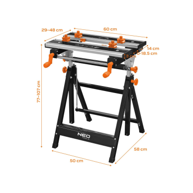 Reguliuojamas darbastalis NEO, aliuminis 60 x 58 x 77-107 cm 8 Reguliuojamas darbastalis NEO, aliuminis 60 x 58 x 77-107 cm 8