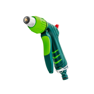 Reguliuojamas purkštukas su priekine traukimo svirtimi Reguliuojamas purkštukas su priekine traukimo svirtimi