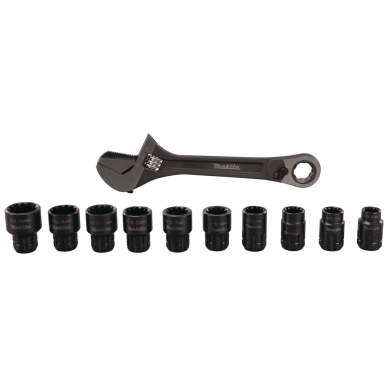 Reguliuojamas raktas su terkšle Makita B-65458, kiauryminis rinkinys 11vnt. Reguliuojamas raktas su terkšle Makita B-65458, kiauryminis rinkinys 11vnt.