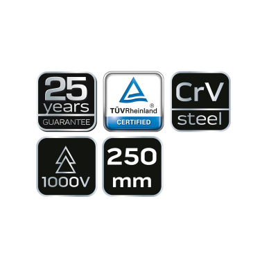 Replės vamzdžiams VDE 250mm (10"), crv, poliruotos 6