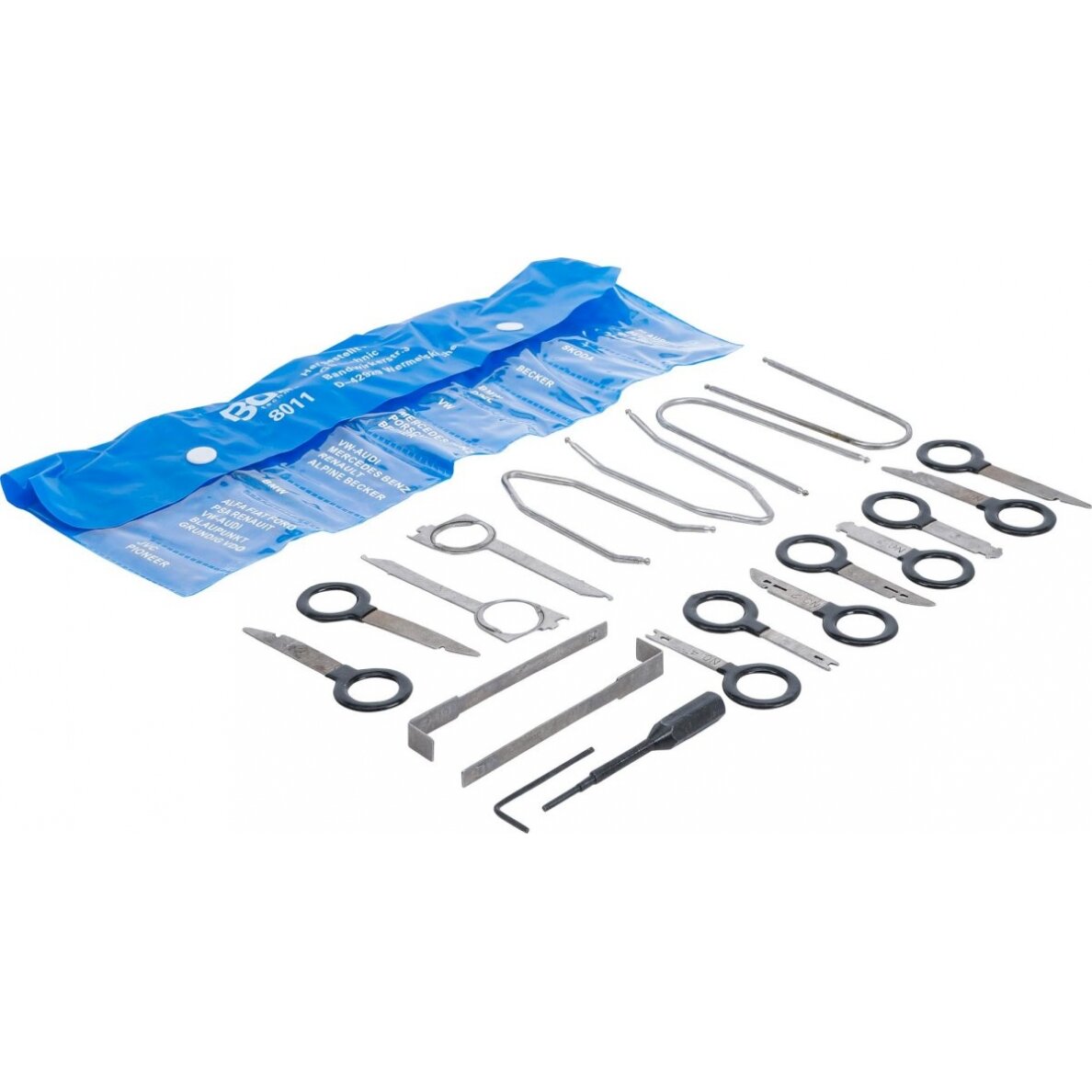 Rinkinys magnetoloms ir užvedimo spynelėms išimti | 18 vnt. (8011) Rinkinys magnetoloms ir užvedimo spynelėms išimti | 18 vnt. (8011)