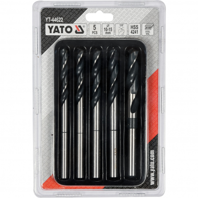 Grąžtų metalui rinkinys Yato YT-44622, 0-11-12-13-15 mm, 5 vnt. 2 Grąžtų metalui rinkinys Yato YT-44622, 0-11-12-13-15 mm, 5 vnt. 2