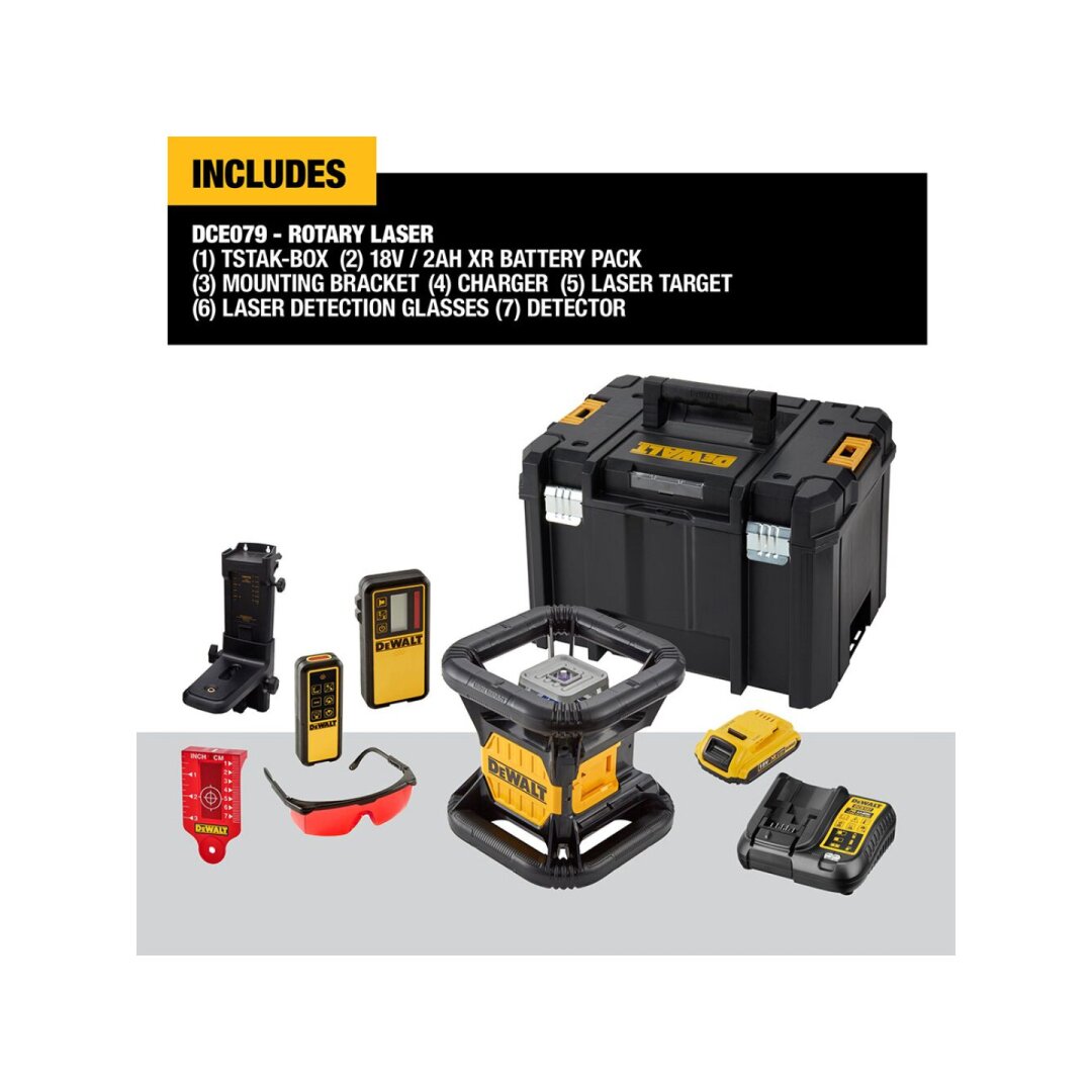 Rotacinis lazerinis nivelyras raudonas lazeris (komplekte 2AH baterija) DCE079D1R-QW DeWALT 4 Rotacinis lazerinis nivelyras raudonas lazeris (komplekte 2AH baterija) DCE079D1R-QW DeWALT 4