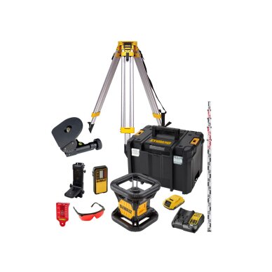 Rotacinis lazerinis nivelyras raudonas lazeris + priedai (komplekte 2AH baterija) DCK374D1R-QW DeWALT