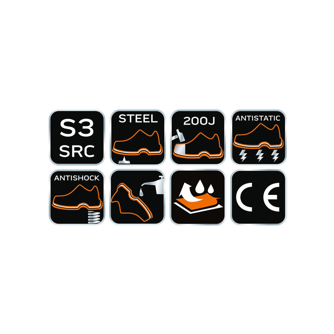 S3 SRC odiniai batai, plieninis priekis, plieninis įdėklas nuo pradurimo, 44 ​​dydis 7