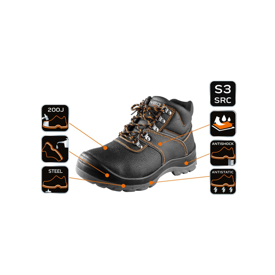 S3 SRC odiniai batai, plieninis priekis, plieninis įdėklas nuo pradūrimo, 45 dydis 8