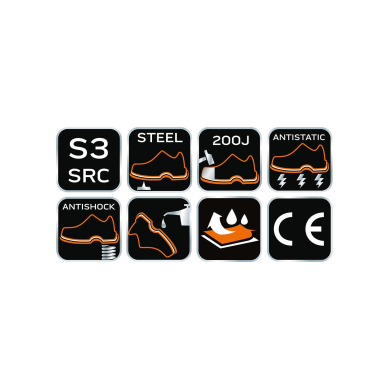 S3 SRC odiniai batai, plieninis priekis, plieninis įdėklas nuo pradurimo, 44 dydis 7 S3 SRC odiniai batai, plieninis priekis, plieninis įdėklas nuo pradurimo, 44 dydis 7