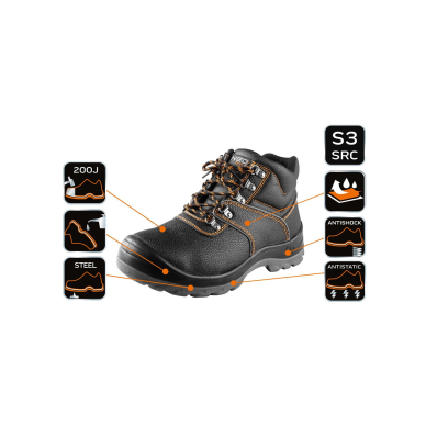 S3 SRC odiniai batai, plieninis priekis, plieninis įdėklas nuo pradurimo, 44 dydis 8 S3 SRC odiniai batai, plieninis priekis, plieninis įdėklas nuo pradurimo, 44 dydis 8