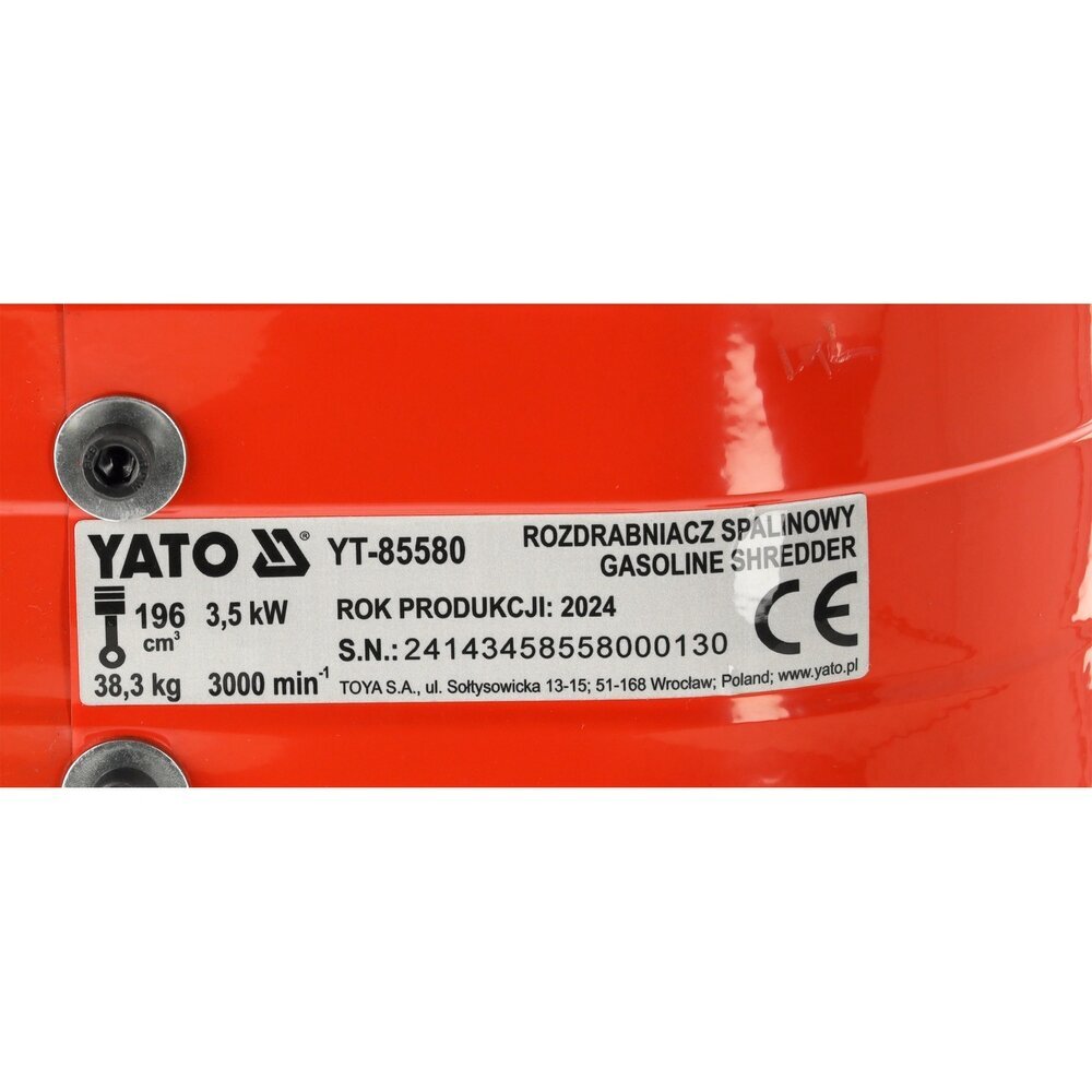 Benzininis šakų / augalų šiukšlių smulkintuvas Yato | 196 cm3 (YT-85580) 9 Benzininis šakų / augalų šiukšlių smulkintuvas Yato | 196 cm3 (YT-85580) 9