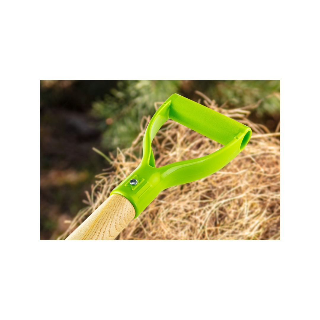 Šakės, 4 dantys, medinis kotas, plastikinė rankena 2