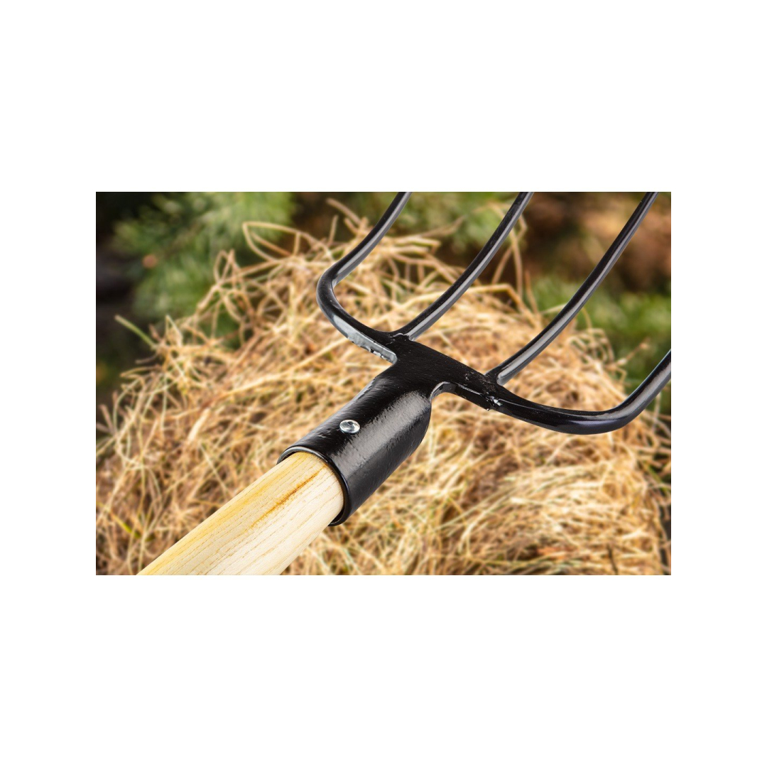 Šakės, 4 dantys, medinis kotas, plastikinė rankena 3