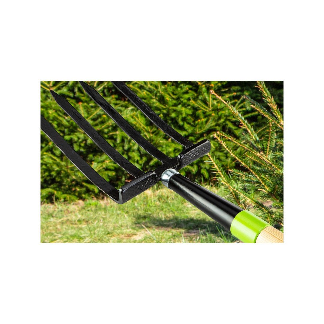 Šakės, 4 dantys, medinis kotas, plastikinė rankena 3