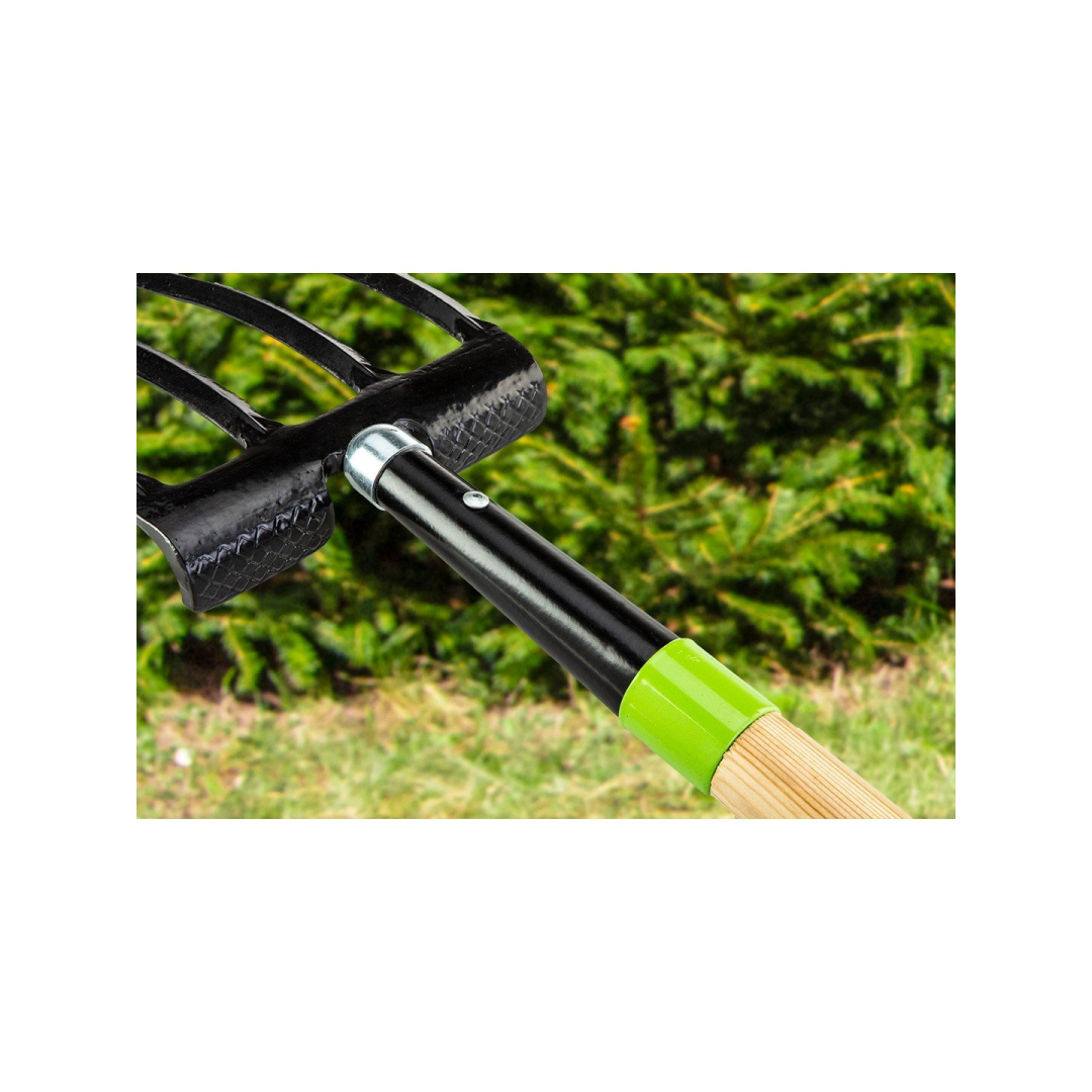 Šakės, 4 dantys, medinis kotas, plastikinė rankena 4