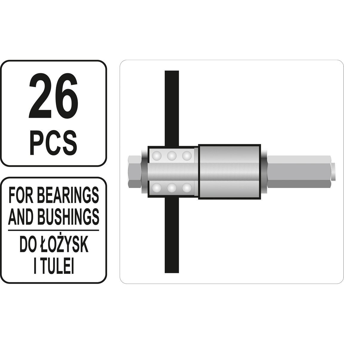 Sailentblokų presavimo komplektas | 27 vnt. (YT-25411) 1 Sailentblokų presavimo komplektas | 27 vnt. (YT-25411) 1