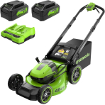 SAVAEIGĖ VEJAPJOVĖ Greenworks MO48L424-01, 46 cm 48V(2x24V) (su 2X4Ah akumuliatoriais ir dvigubu krovikliu)