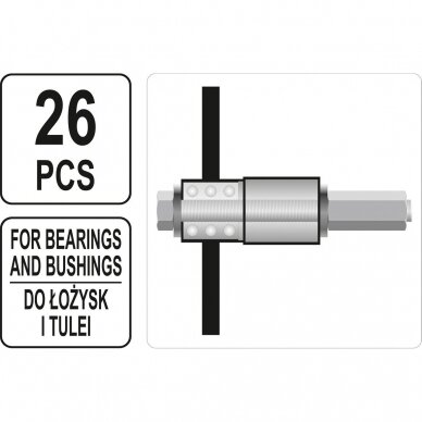 Sailentblokų presavimo komplektas | 27 vnt. (YT-25411) 1 Sailentblokų presavimo komplektas | 27 vnt. (YT-25411) 1