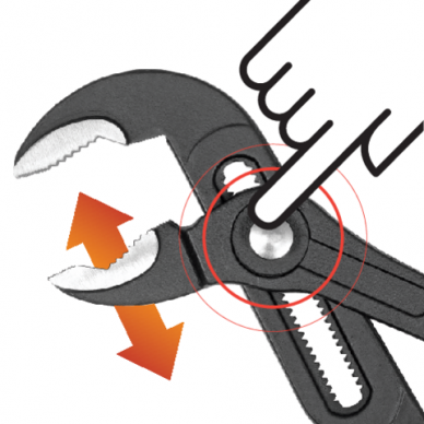Santechninės replės | fiksuojamos mygtuku | 415 mm (YT-20893) 1 Santechninės replės | fiksuojamos mygtuku | 415 mm (YT-20893) 1
