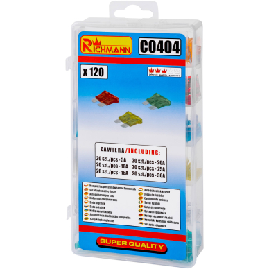 Saugiklių komplektas 5A-30 120 vnt. 3 Saugiklių komplektas 5A-30 120 vnt. 3