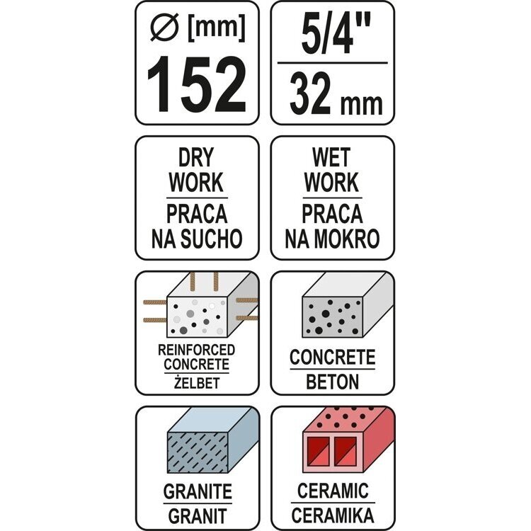 Sauso / šlapio gręžimo karūna Yato YT-60378, 1 1/4", 430/152mm 3