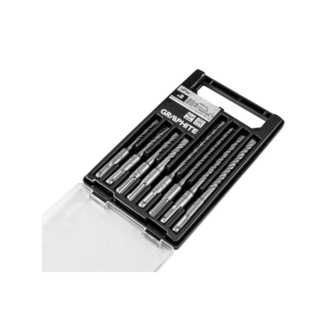 SDS plius betono grąžto Antgaliukų rinkinys su dviguba spiralė 5, 6, 8, 10 x 110 mm, 5, 6, 8, 10 x 160 mm