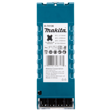 Grąžtų Komplektas Makita D-74136, (5 x 110 mm, 6 x 160 mm, 8 x 160 mm, 10 x 160 mm) SDS-PLUS 2 Grąžtų Komplektas Makita D-74136, (5 x 110 mm, 6 x 160 mm, 8 x 160 mm, 10 x 160 mm) SDS-PLUS 2