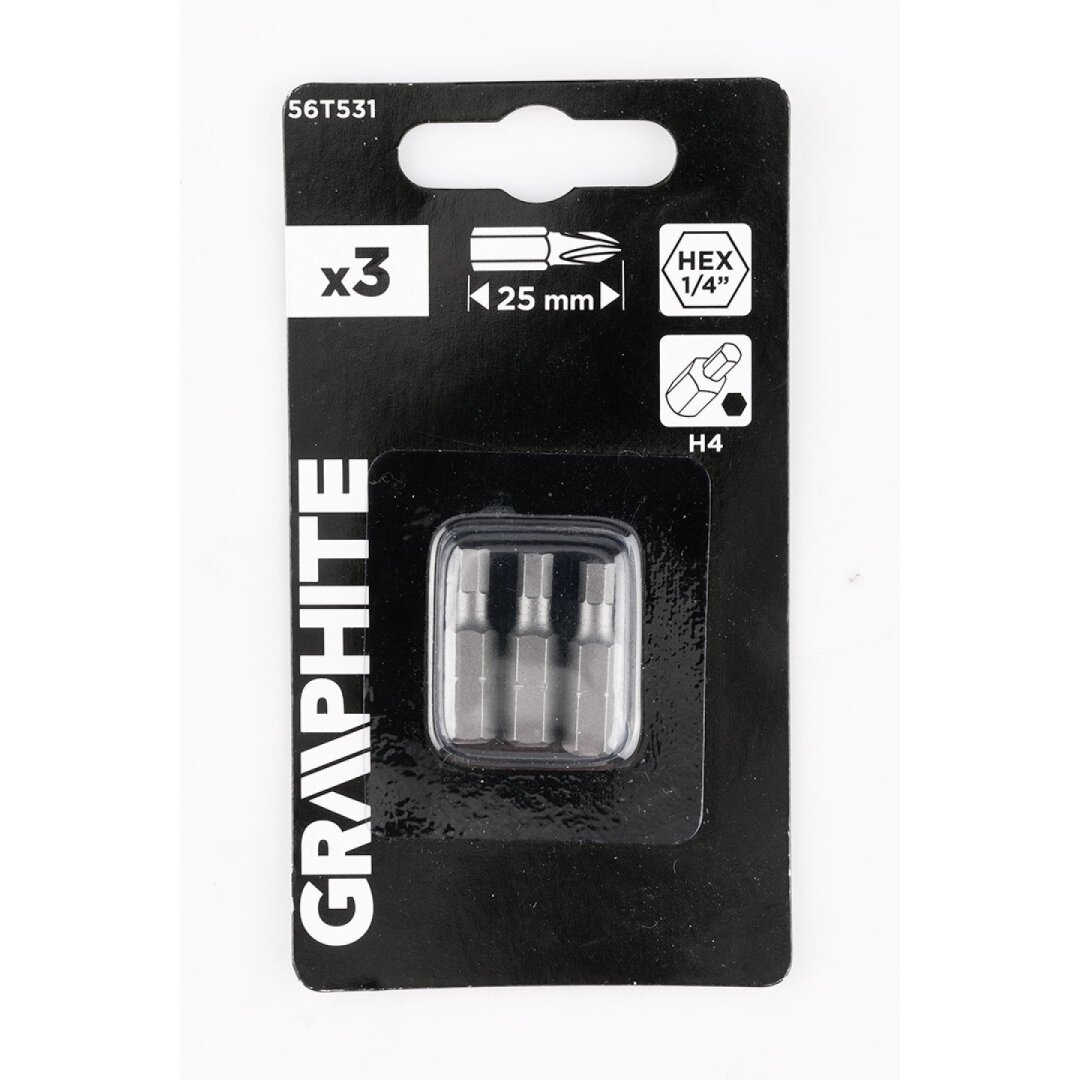 Šešiakampiai antgaliukai - bitai H4 x 25 mm, 3 vnt 1