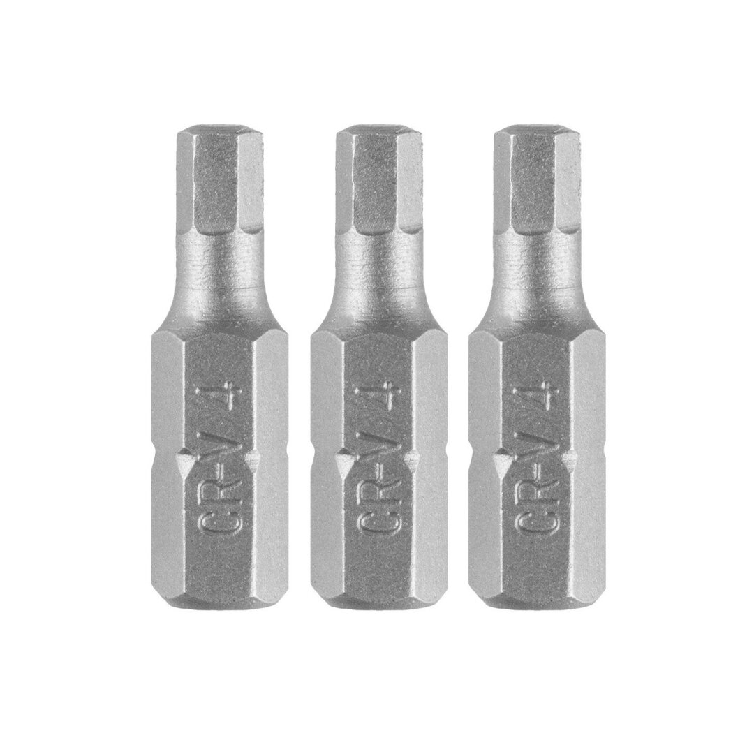Šešiakampiai antgaliukai - bitai H4 x 25 mm, 3 vnt Šešiakampiai antgaliukai - bitai H4 x 25 mm, 3 vnt